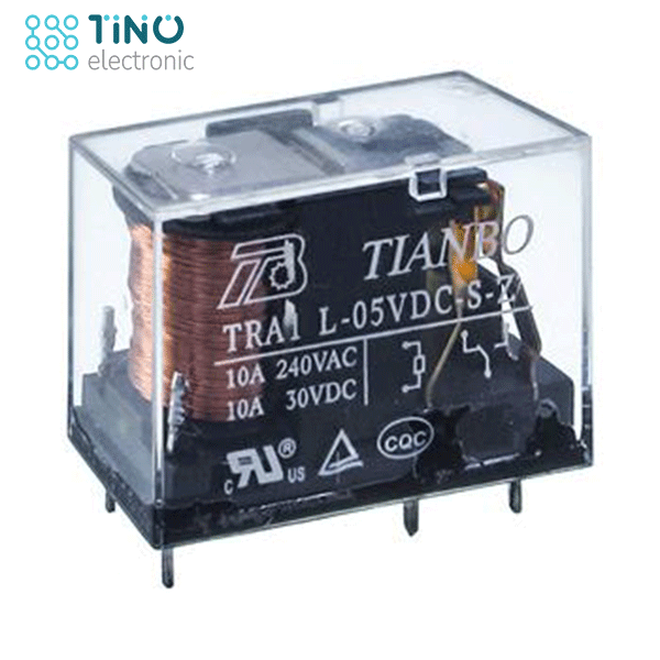 رله کتابی 1کنتاکت 5 ولت 10 آمپر- TRA 5V TIANBO 10A