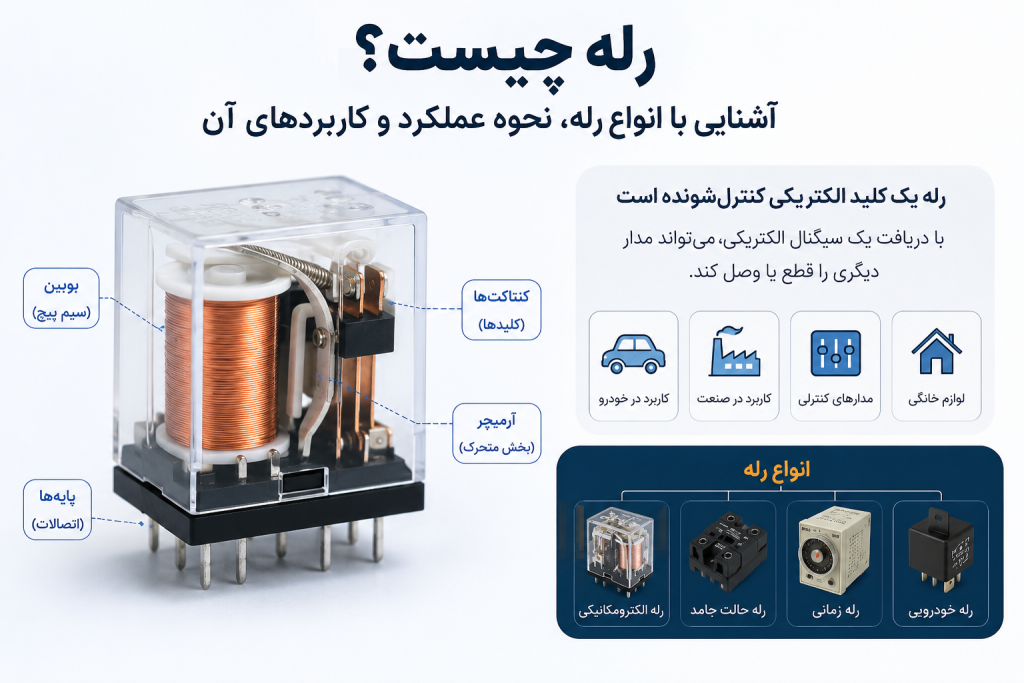 رله چیست؟ آشنایی با انواع رله، نحوه عملکرد و کاربردهای آن